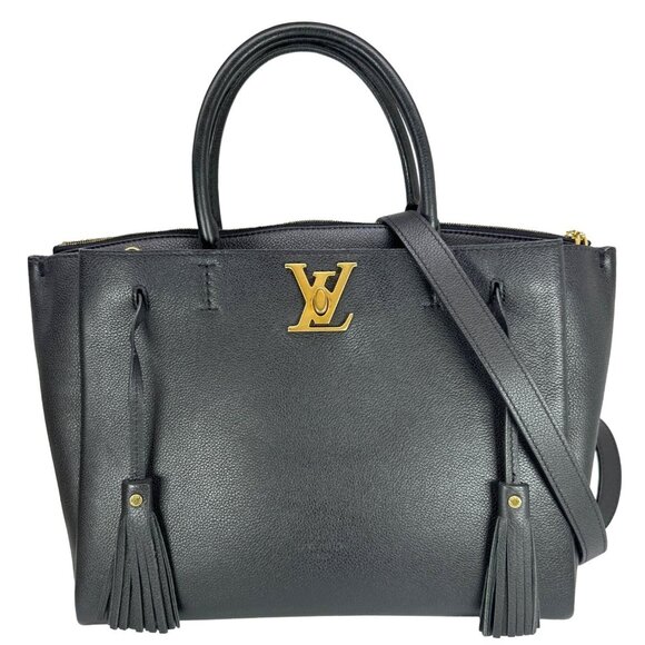 Louis Vuitton  Lockmeto Calfskin Leather Tote Bag Navy Blue - Picture 1 of 13